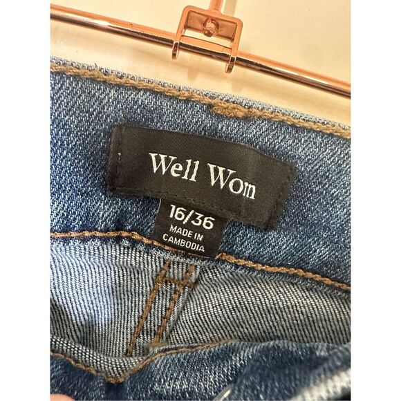 Well Worn Wide Leg Blue Jeans With Stretch Size 16 or 36 New - Picture 5 of 7